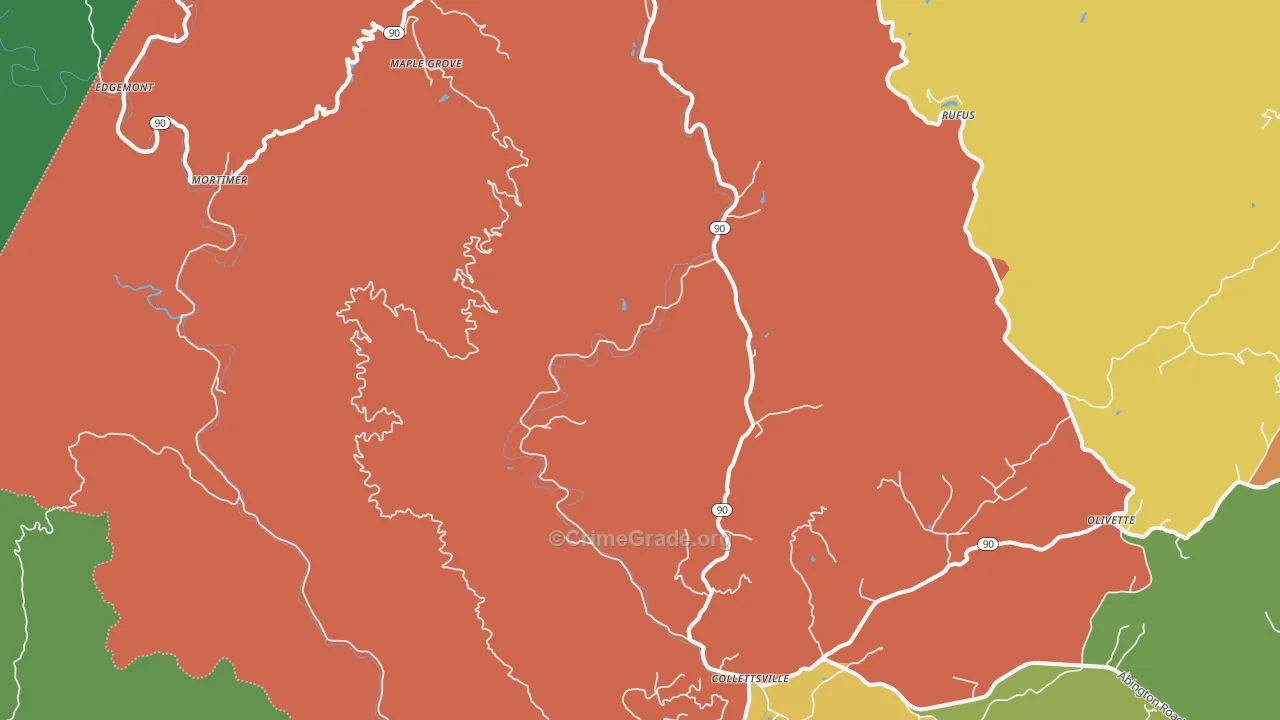 Collettsville, NC Map of Theft Rates