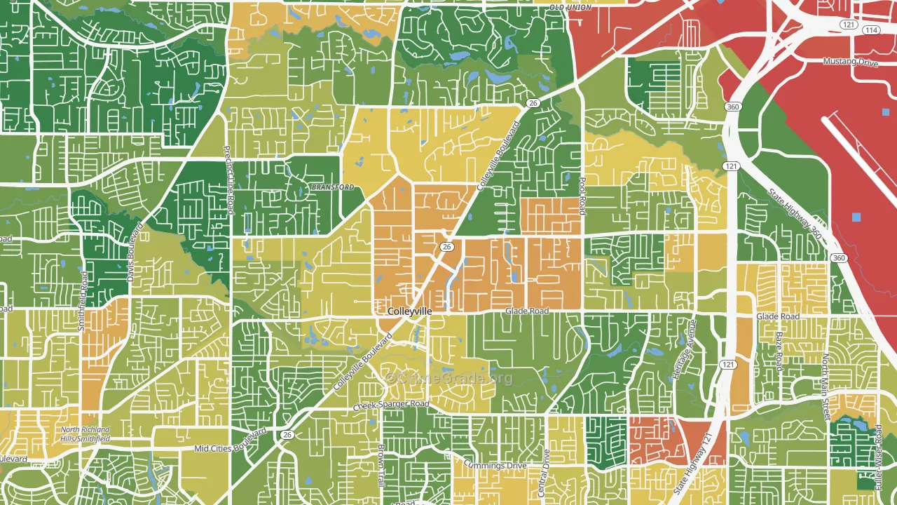 Colleyville, TX Map of Theft Rates
