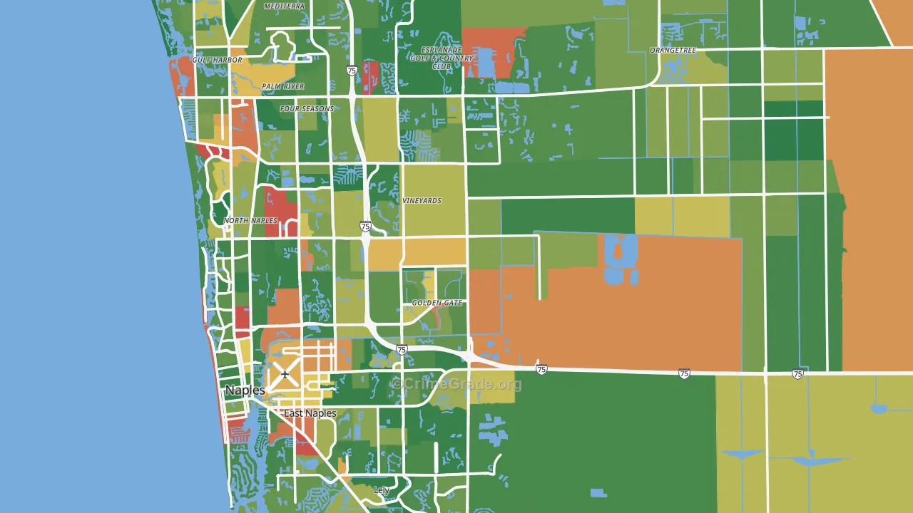 Collier County, FL Map of Theft Rates