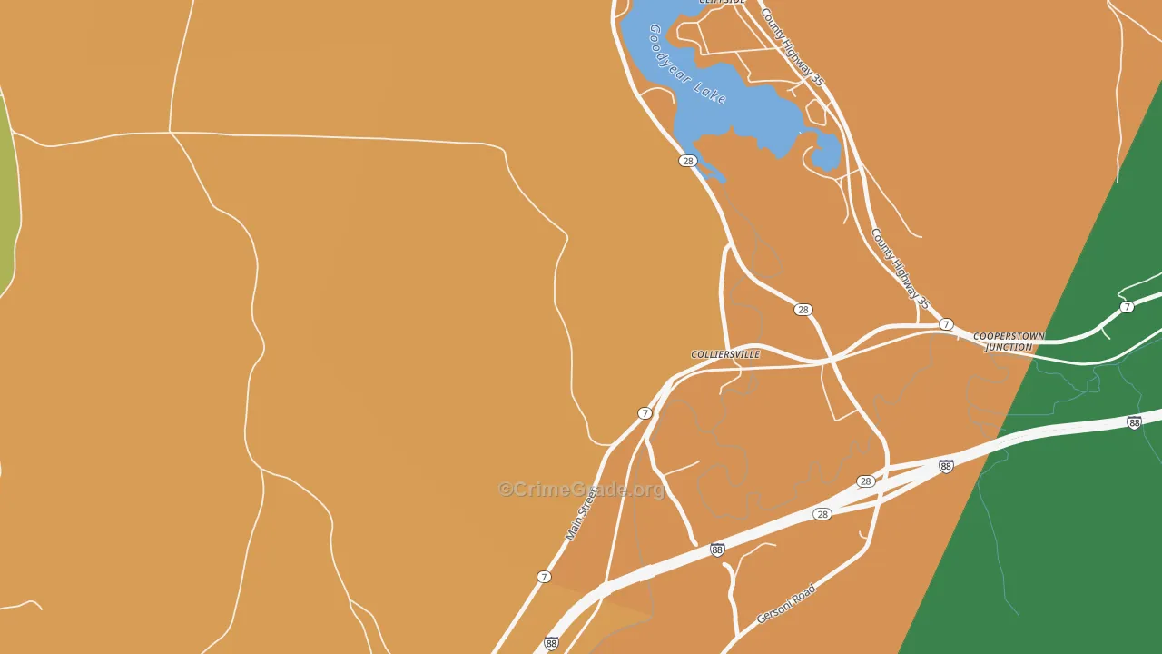 Colliersville, NY Map of Theft Rates
