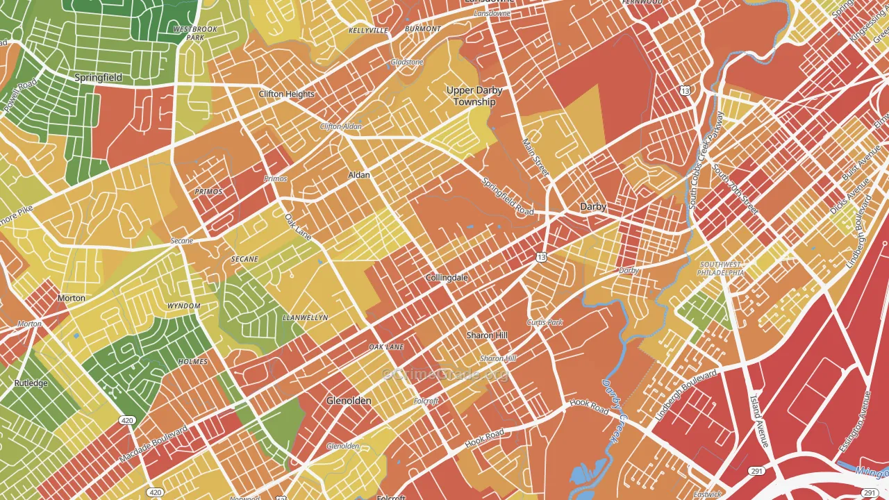 Collingdale, PA Map of Theft Rates