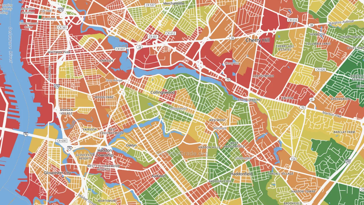 Collingswood, NJ Map of Theft Rates