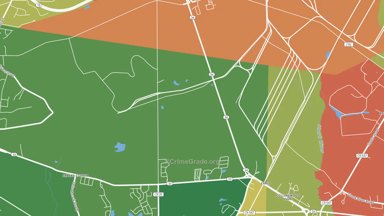 Collingwood Park, NJ Map of Theft Rates
