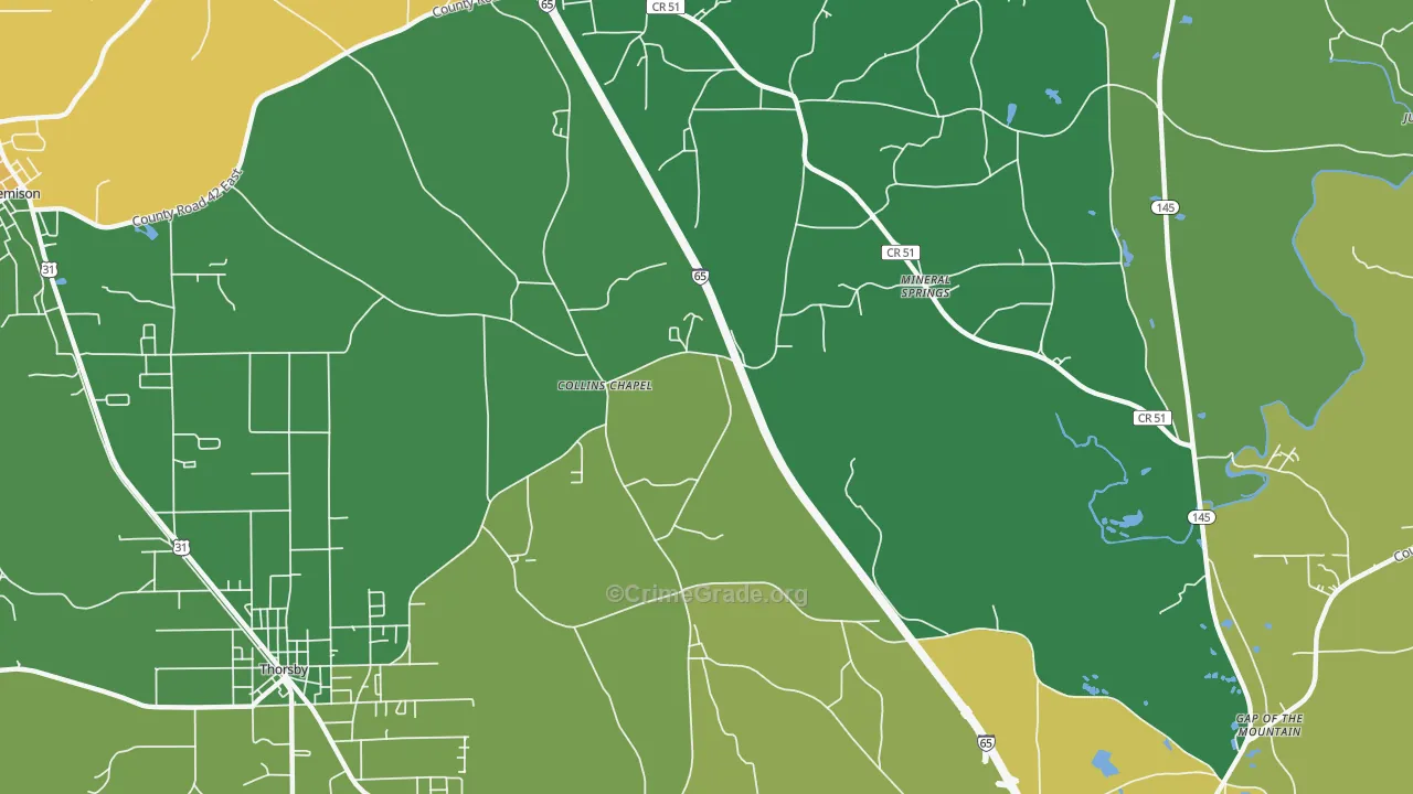 Collins Chapel, AL Map of Theft Rates
