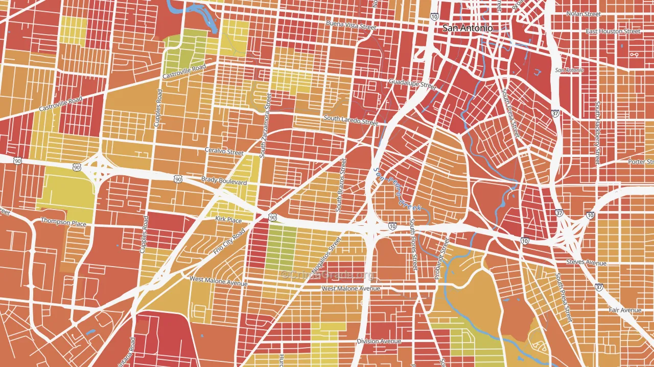Collins Gardens, San Antonio, TX Map of Theft Rates