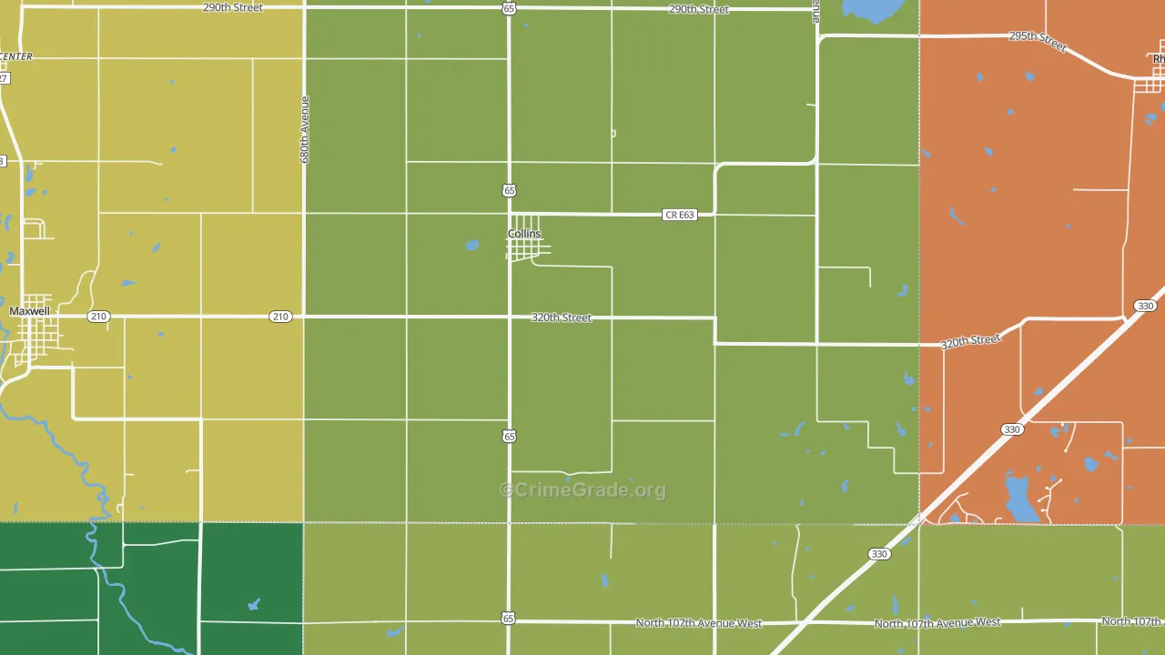 Collins, IA Map of Theft Rates