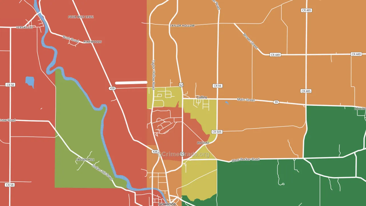Collins, NY Map of Theft Rates