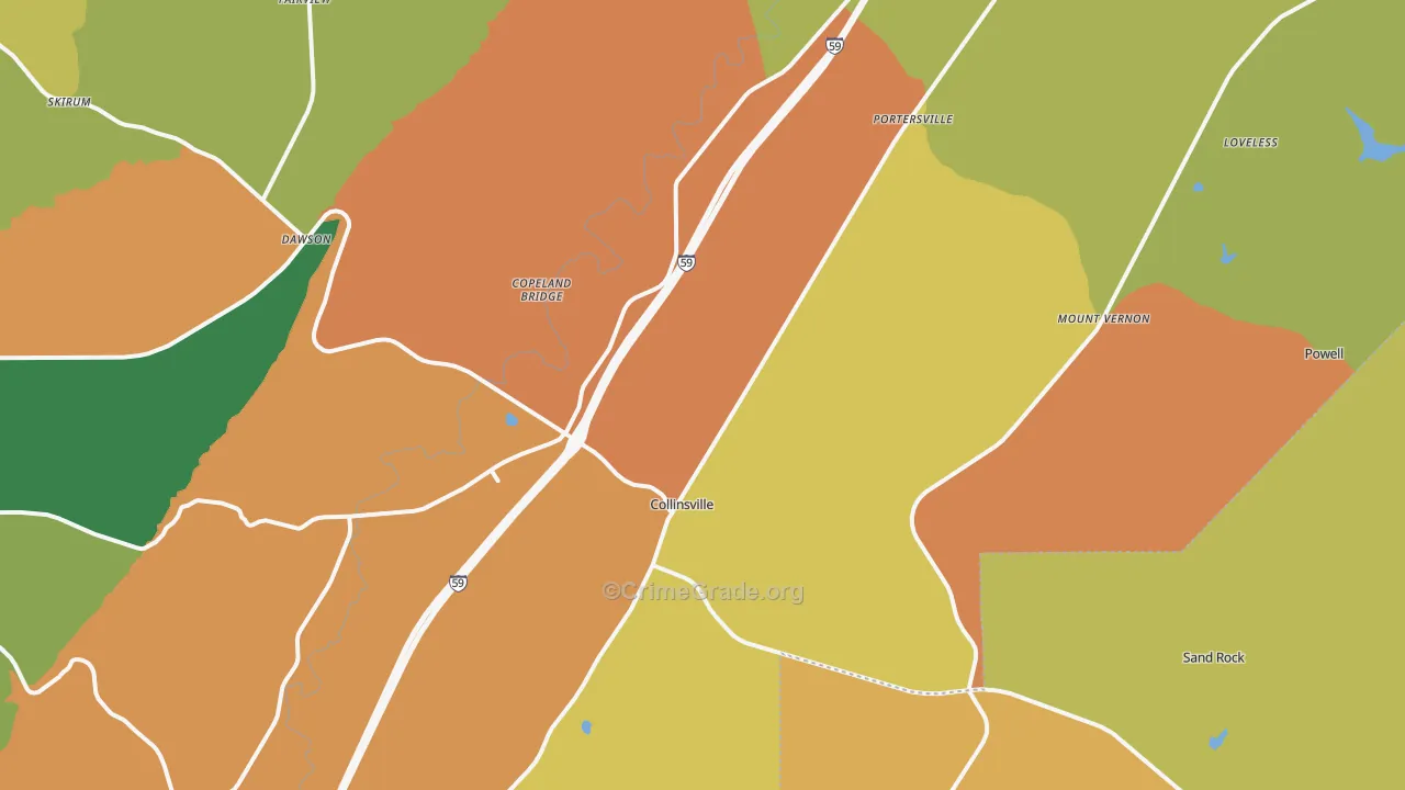 Collinsville, AL Map of Theft Rates