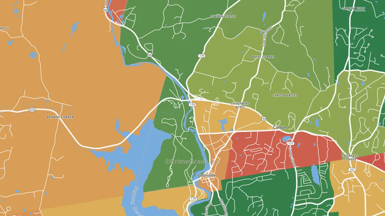 Collinsville, CT Map of Theft Rates
