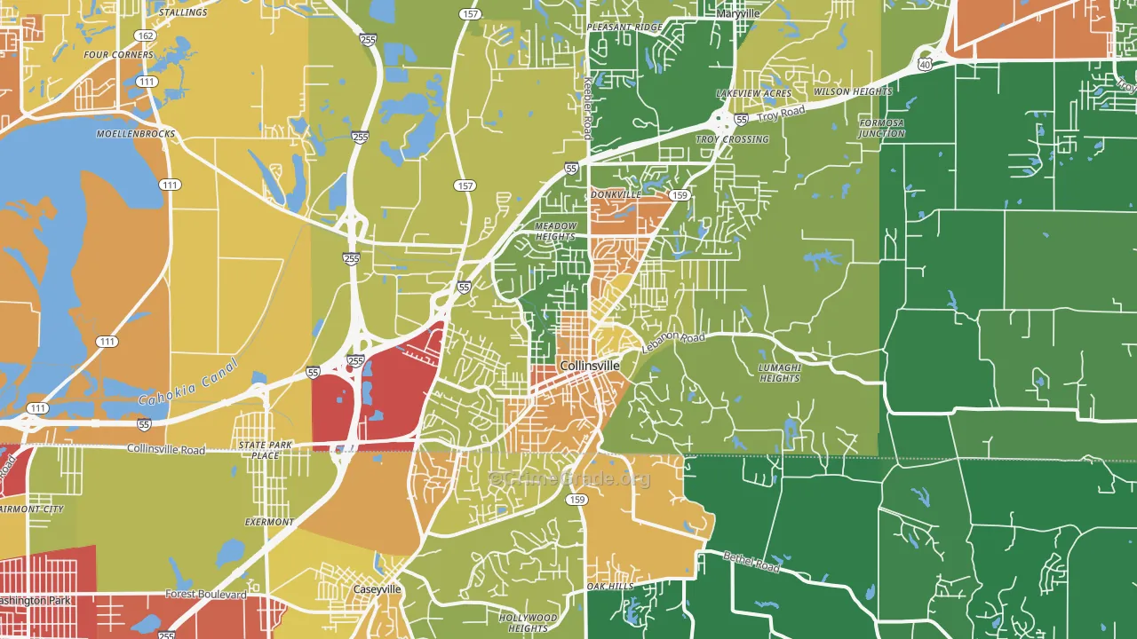 Collinsville, IL Map of Theft Rates