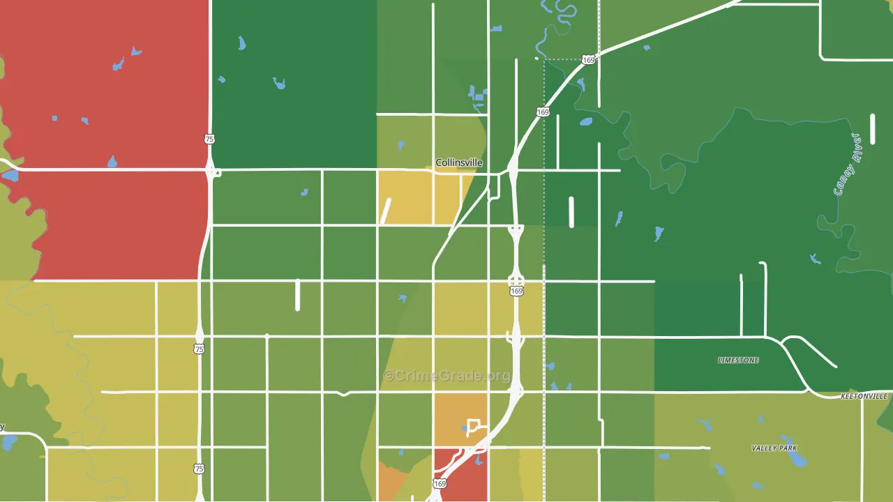 Collinsville, OK Map of Theft Rates