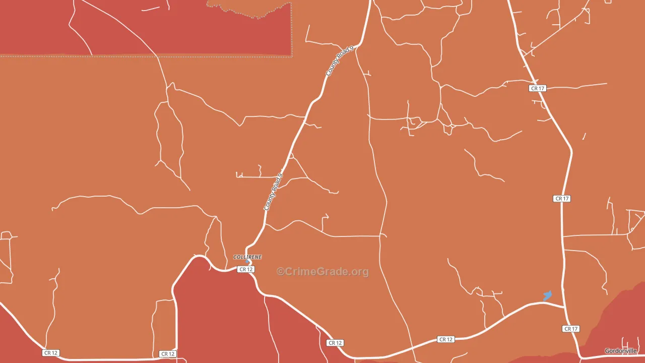 Collirene, AL Map of Theft Rates