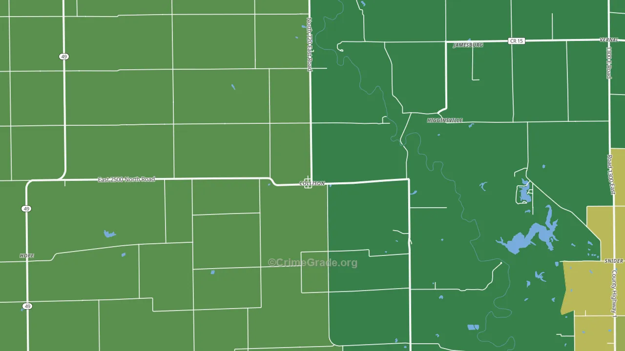 Collison, IL Map of Theft Rates
