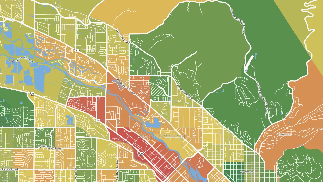 Collister, Boise, ID Map of Theft Rates