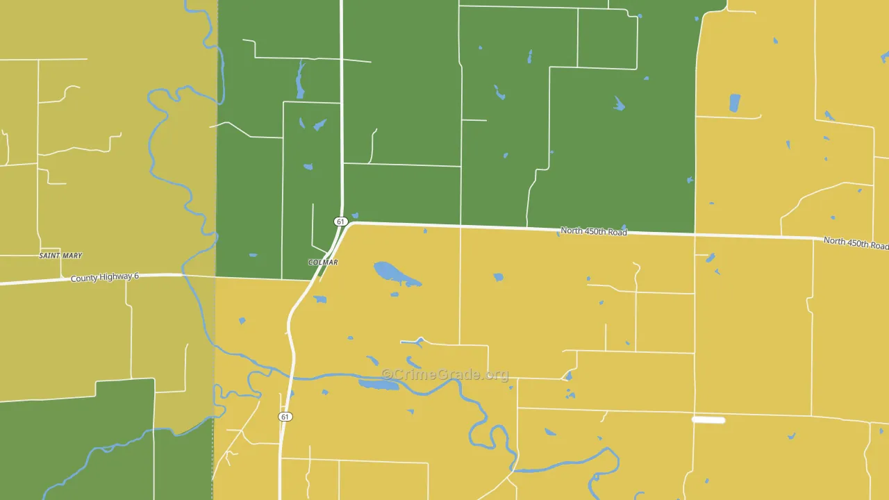 Colmar, IL Map of Theft Rates