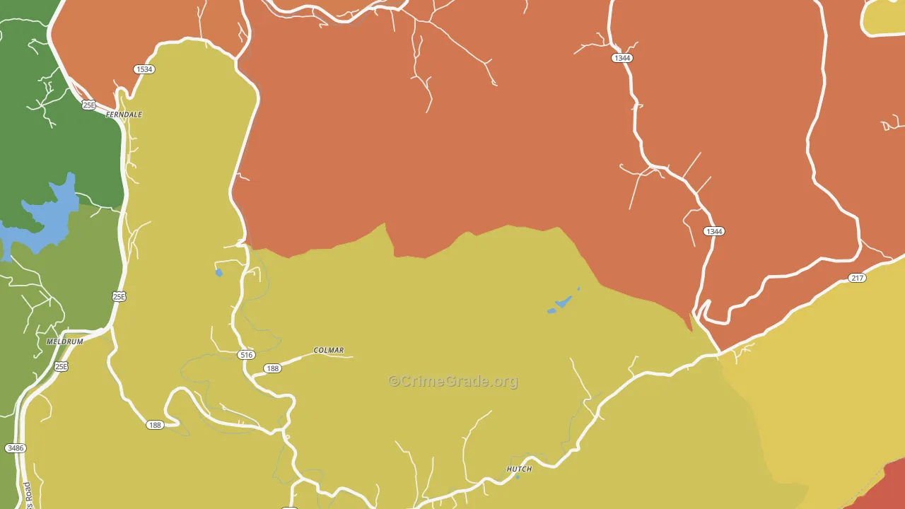 Colmar, KY Map of Theft Rates