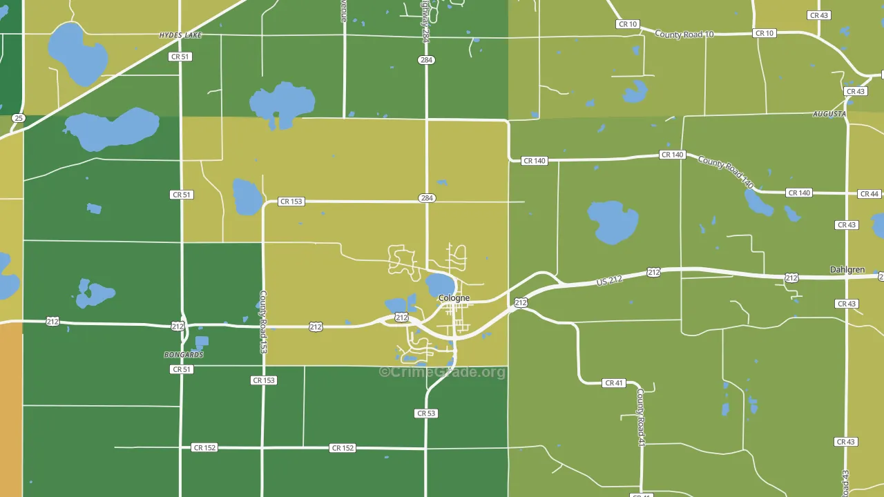 Cologne, MN Map of Theft Rates