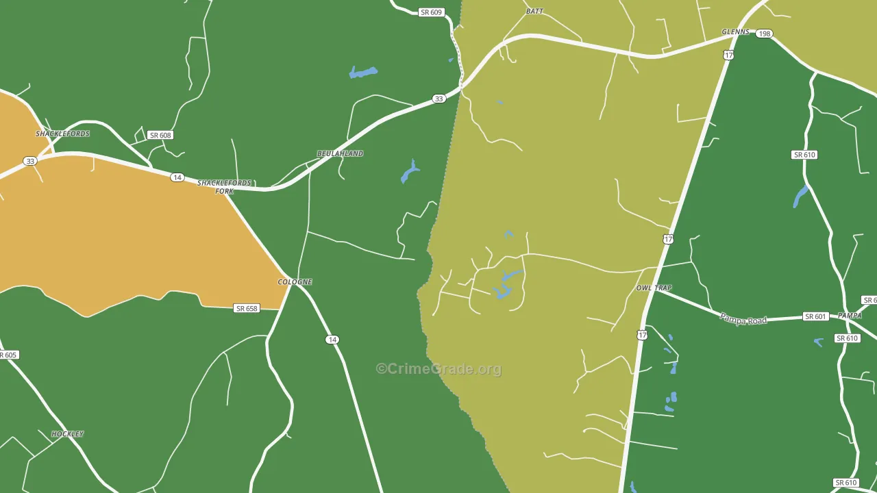 Cologne, VA Map of Theft Rates