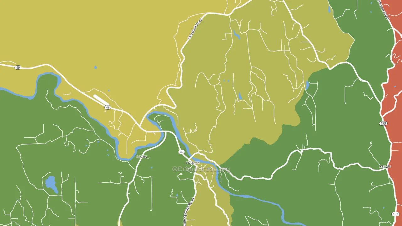 Coloma, CA Map of Theft Rates
