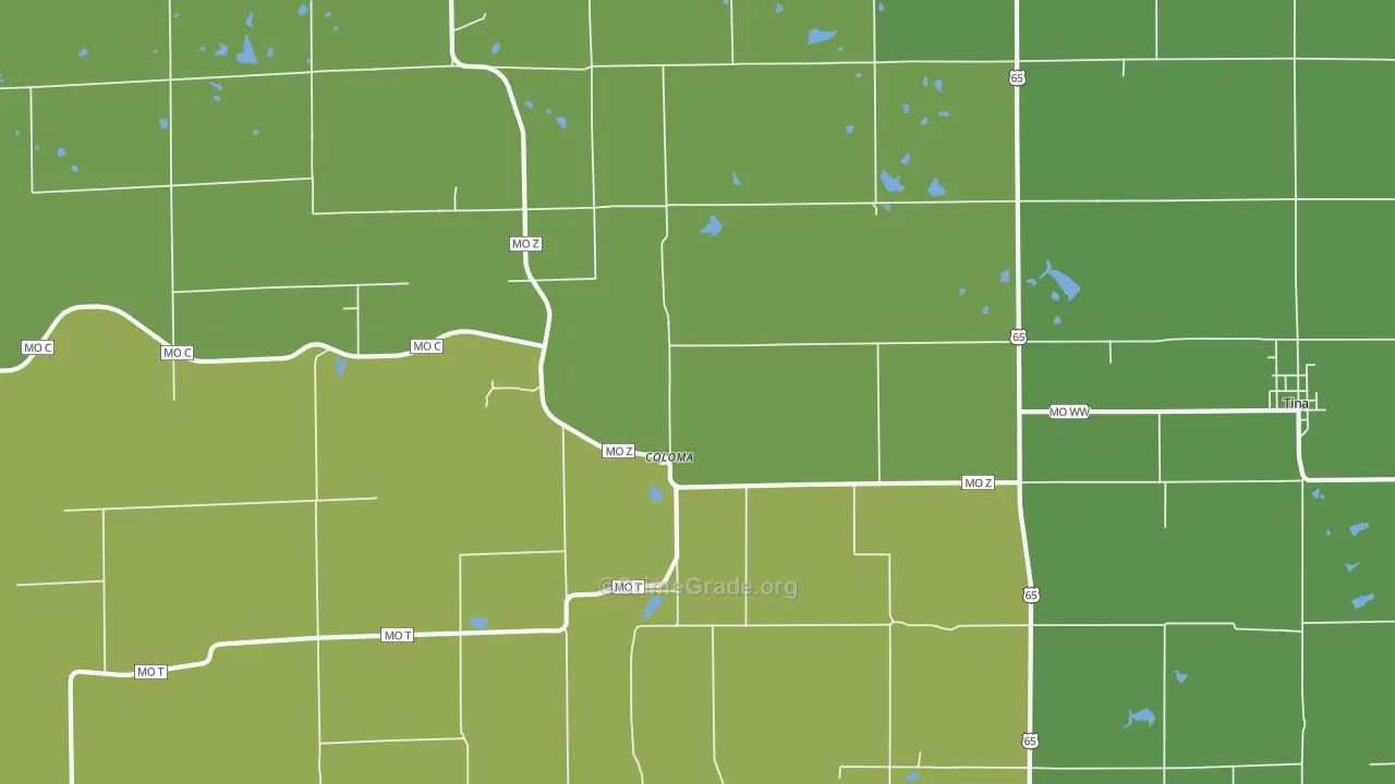 Coloma, MO Map of Theft Rates