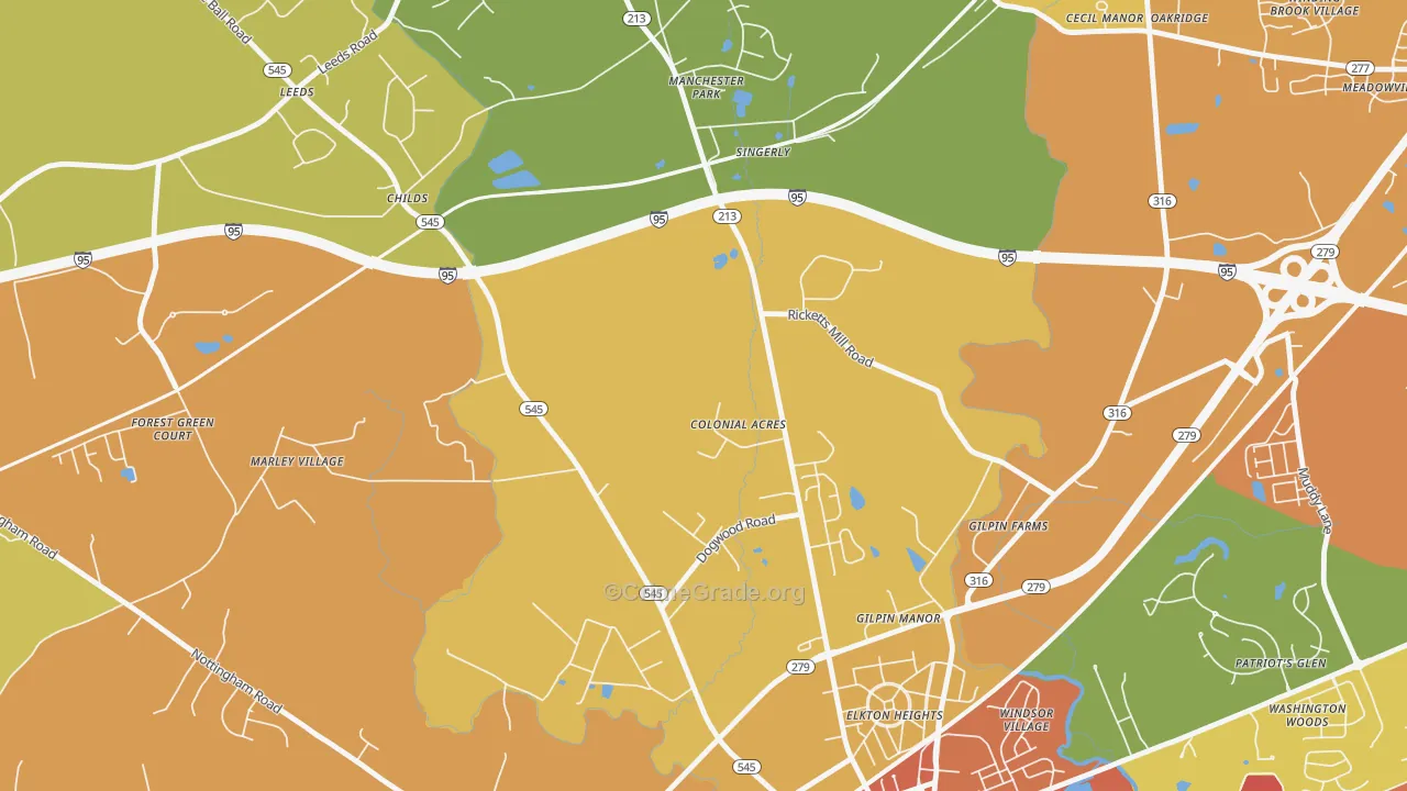 Colonial Acres, MD Map of Theft Rates