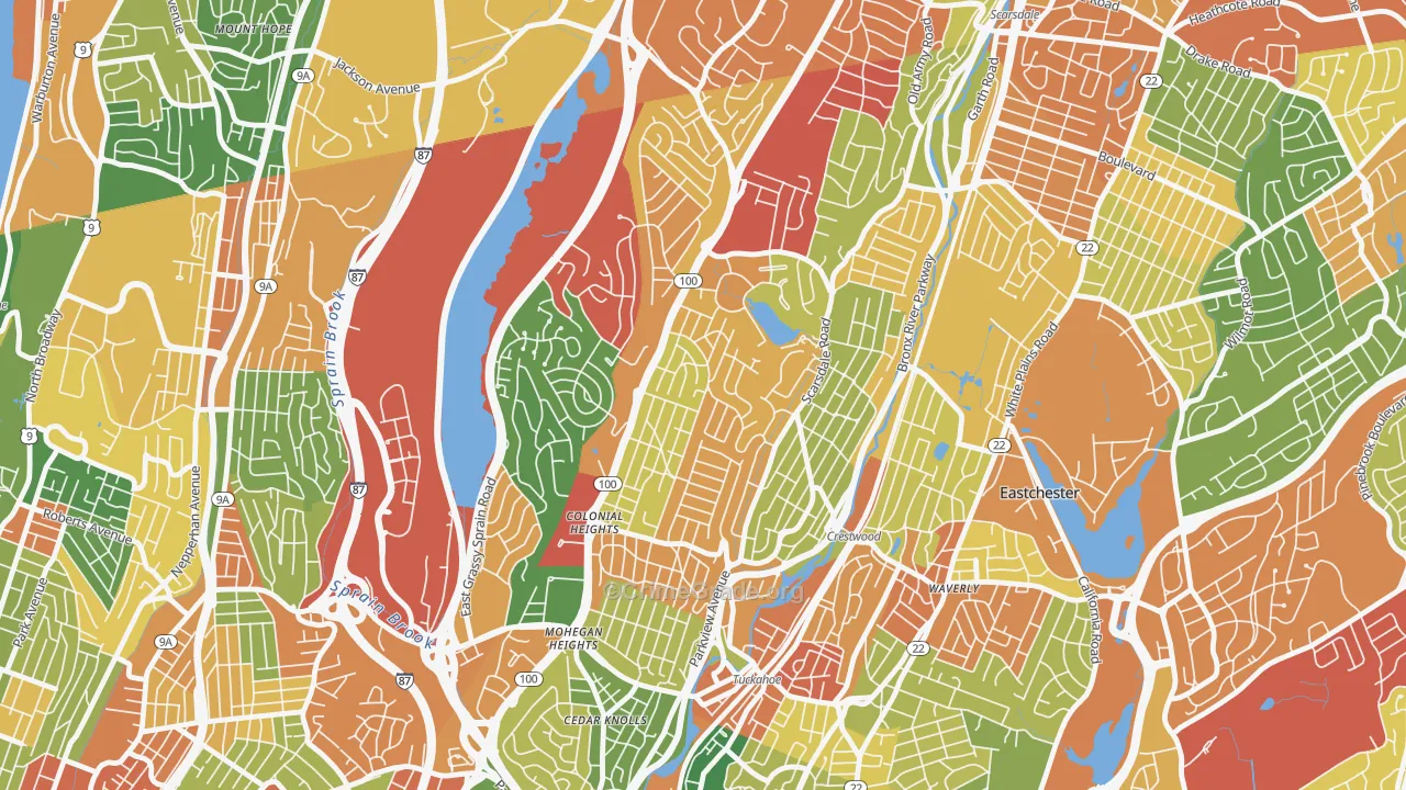 Colonial Heights, Yonkers, NY Map of Theft Rates
