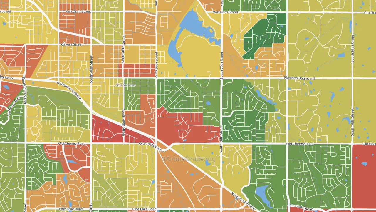 Colonial Hills, Lincoln, NE Map of Theft Rates