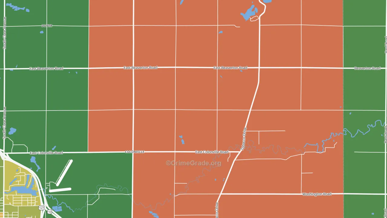 Colonville, MI Map of Theft Rates