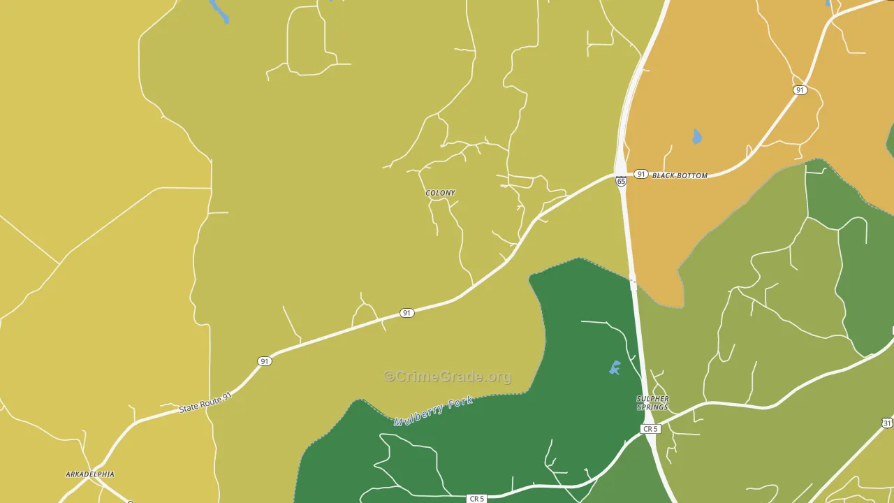 Colony, AL Map of Theft Rates