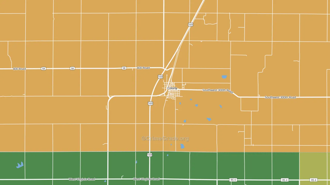 Colony, KS Map of Theft Rates