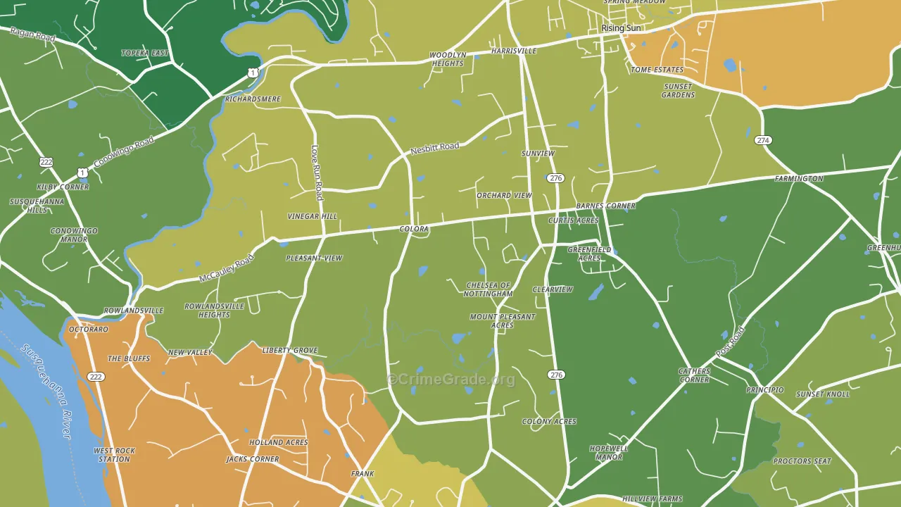 Colora, MD Map of Theft Rates
