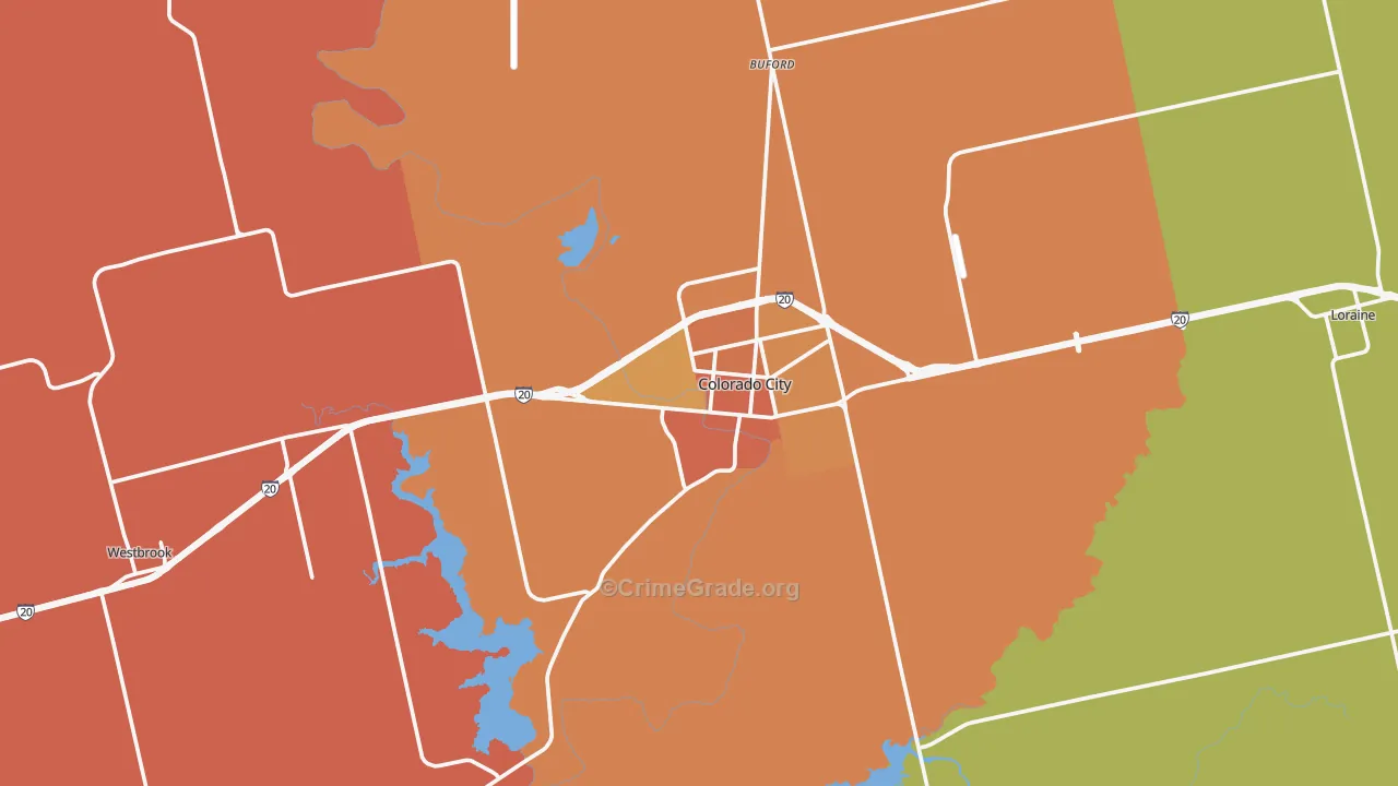 Colorado City, TX Map of Theft Rates