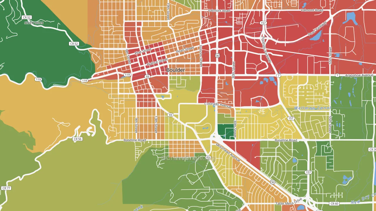 Colorado University, Boulder, CO Map of Theft Rates