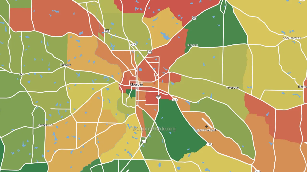 Colquitt County, GA Map of Theft Rates