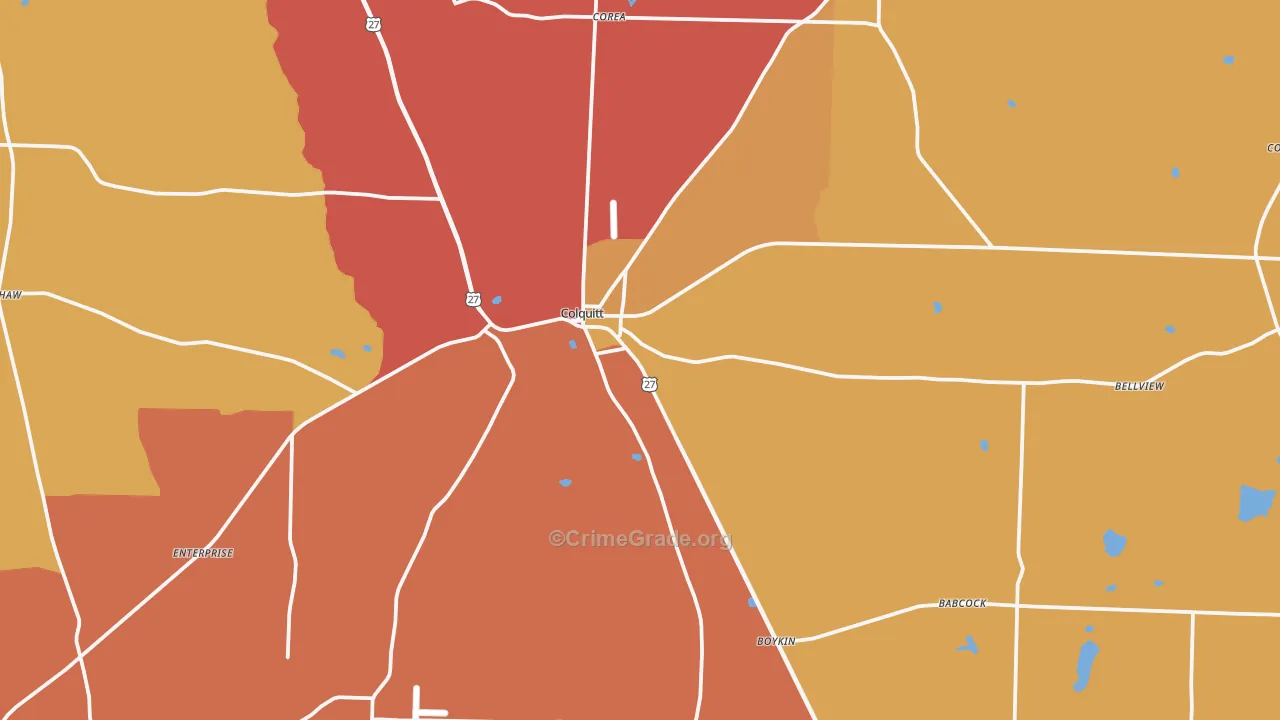 Colquitt, GA Map of Theft Rates