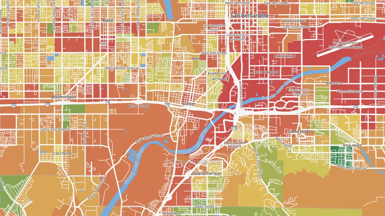 Colton, CA Map of Theft Rates