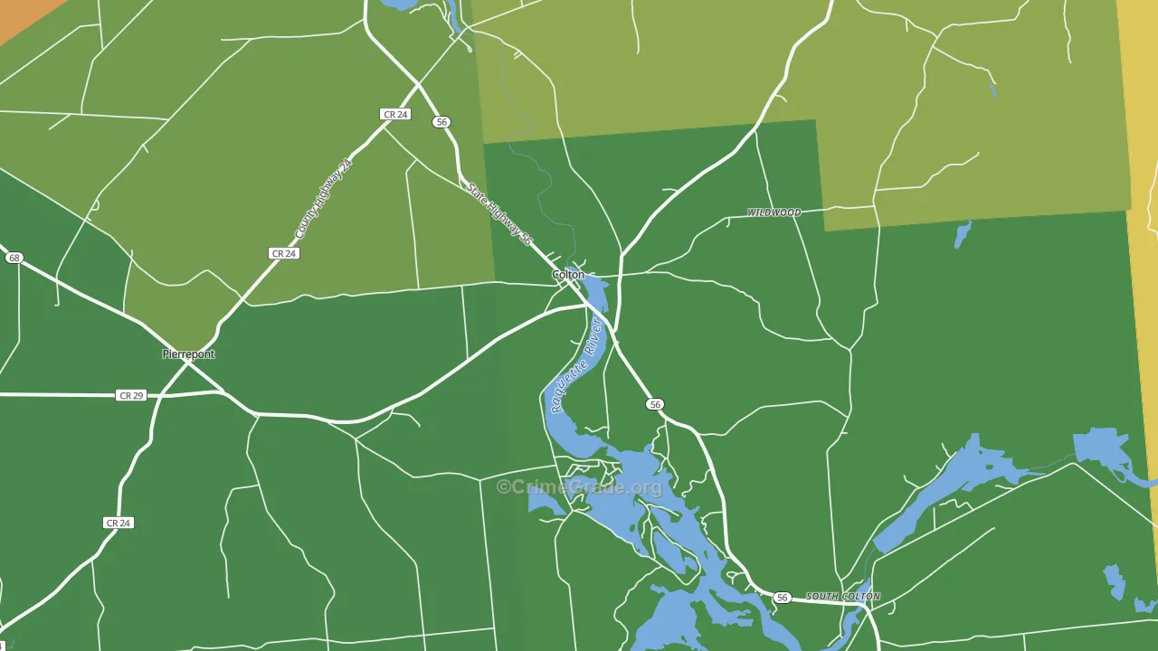 Colton, NY Map of Theft Rates
