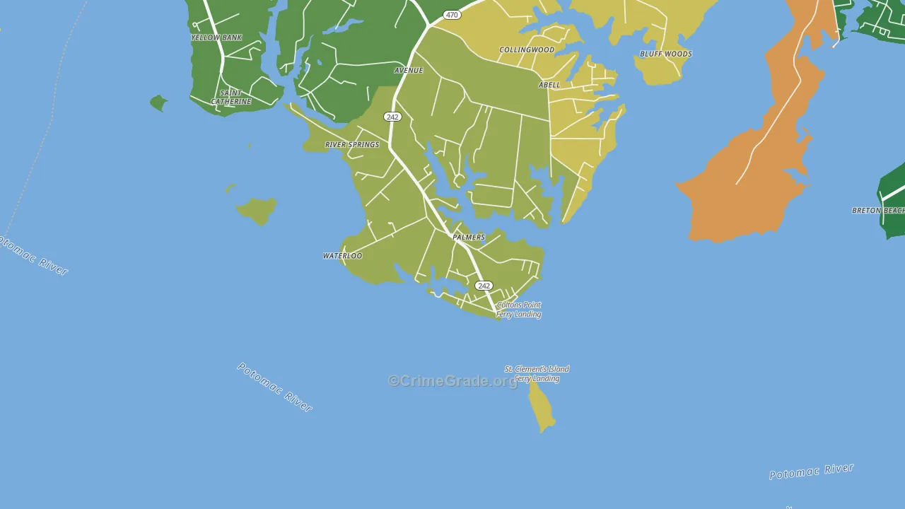 Coltons Point, MD Map of Theft Rates