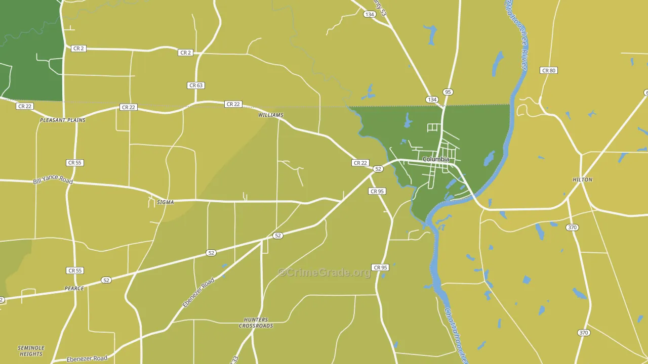 Columbia, AL Map of Theft Rates