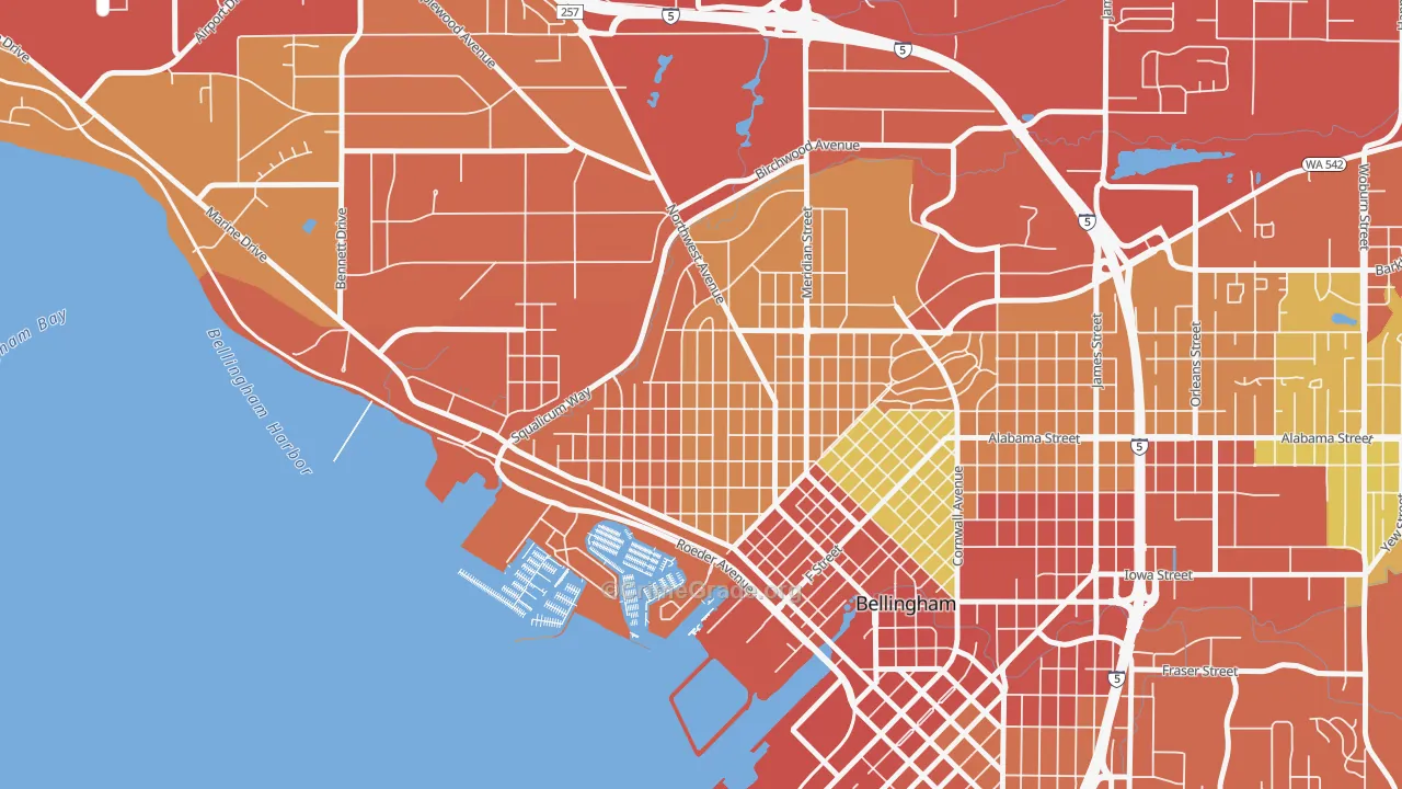 Columbia, Bellingham, WA Map of Theft Rates