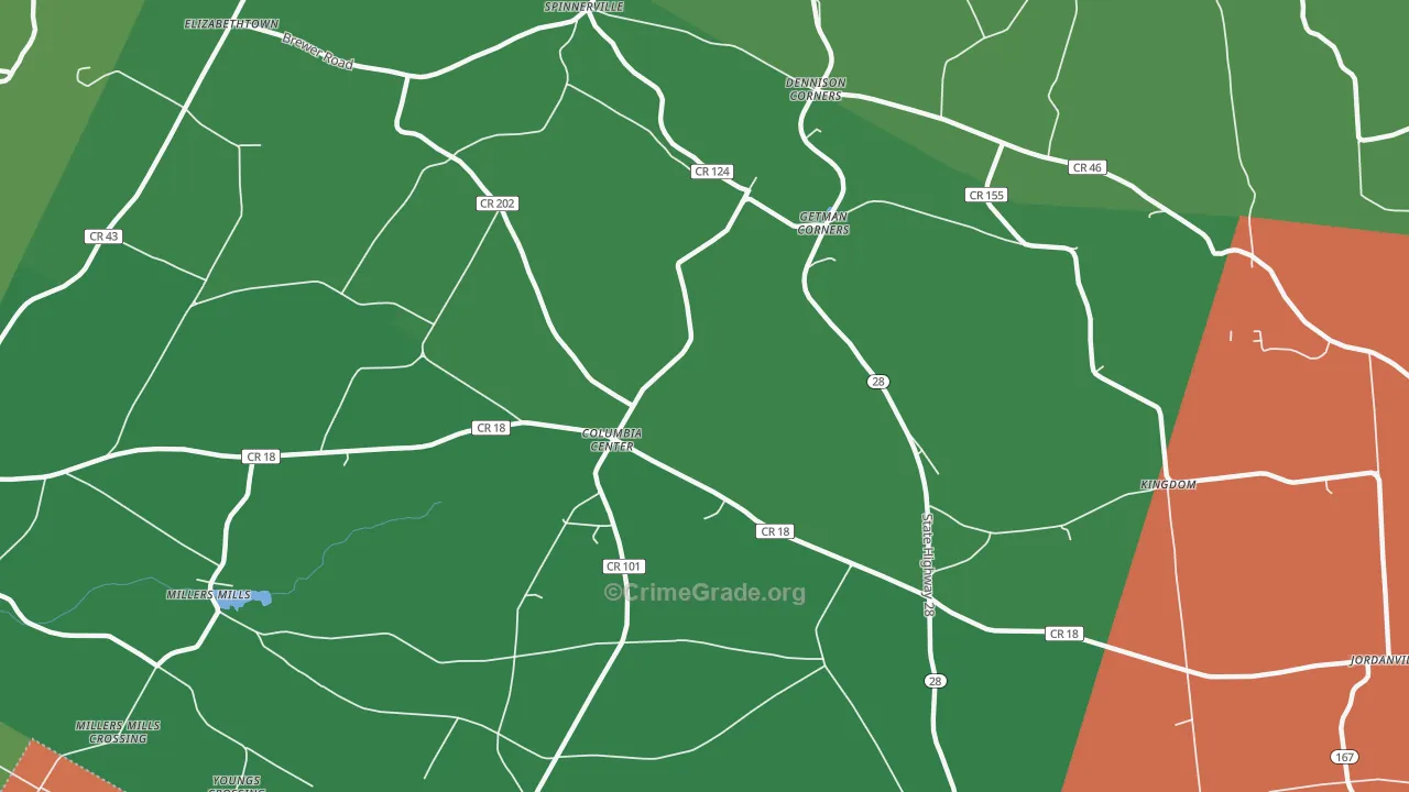 Columbia Center, NY Map of Theft Rates
