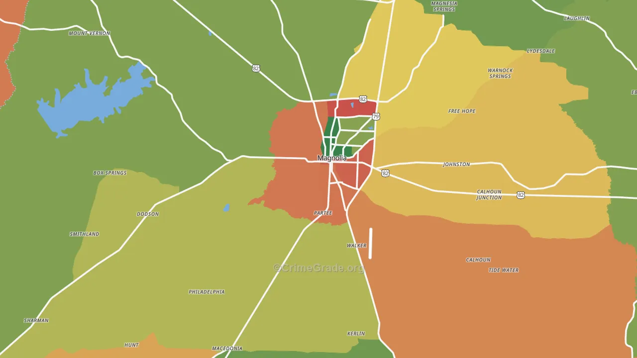 Columbia County, AR Map of Theft Rates