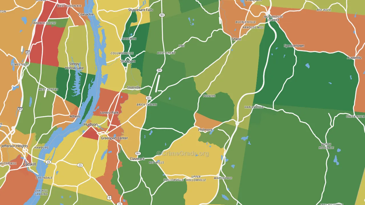 Columbia County, NY Map of Theft Rates