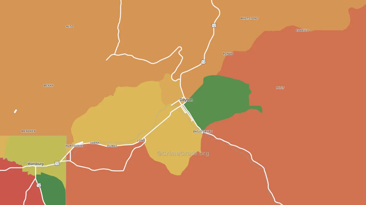 Columbia County, WA Map of Theft Rates