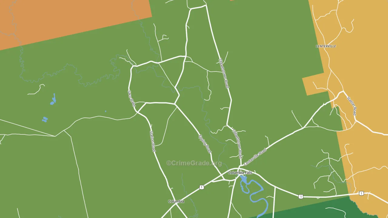 Columbia Falls, ME Map of Theft Rates