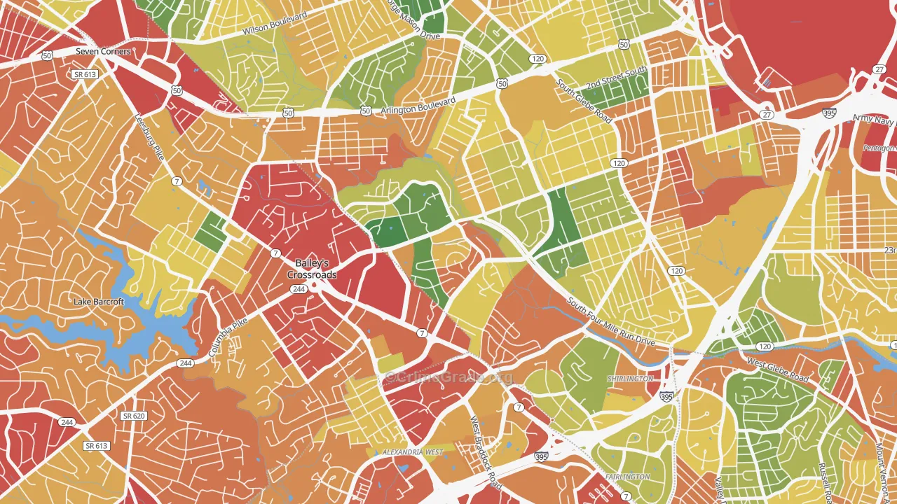 Columbia Forest, Arlington, VA Map of Theft Rates