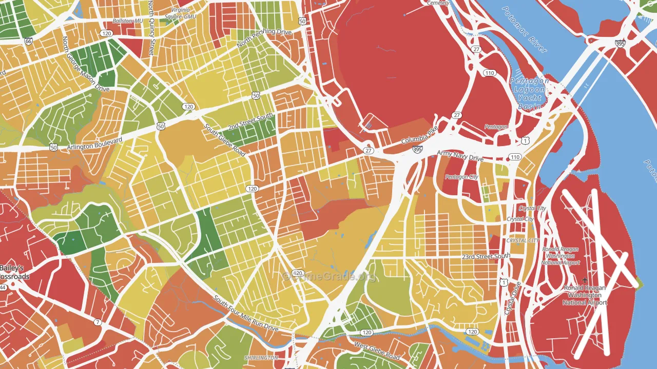 Columbia Heghts, Arlington, VA Map of Theft Rates