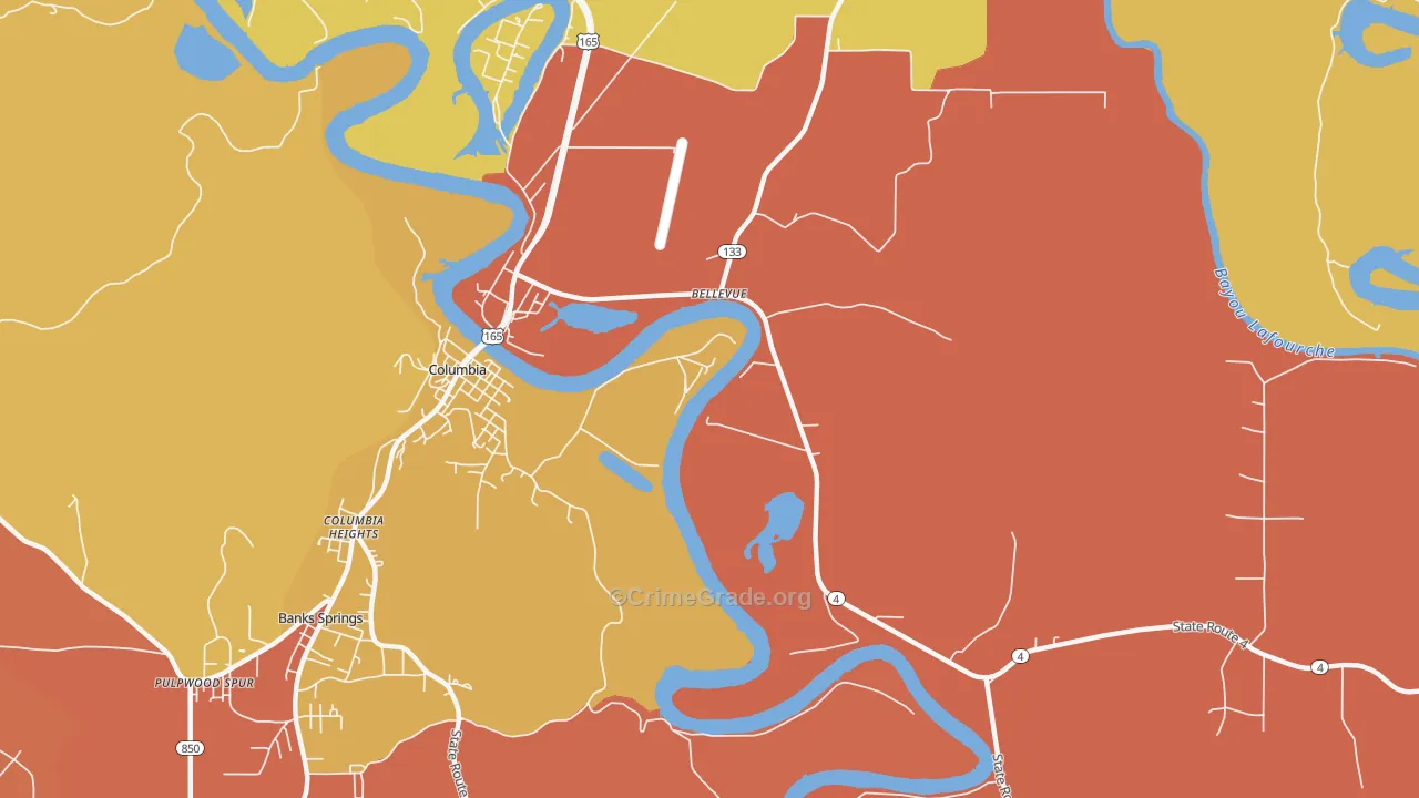 Columbia Heights, LA Map of Theft Rates