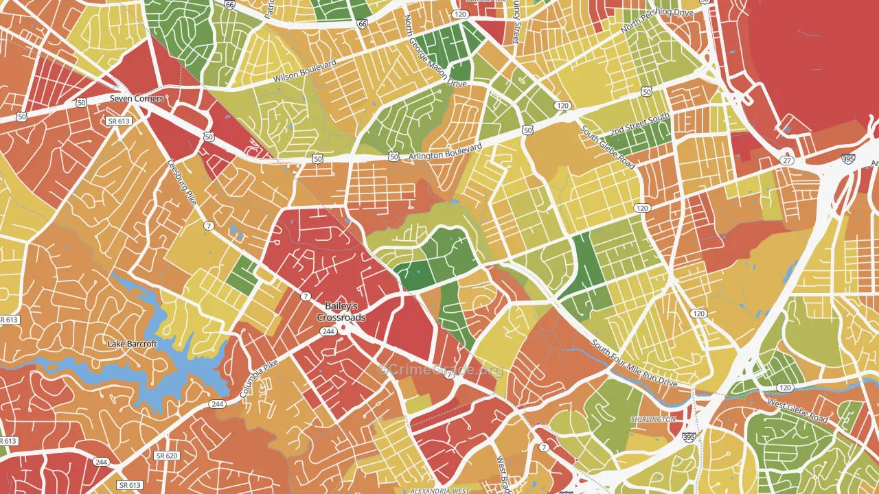 Columbia Heights West, Arlington, VA Map of Theft Rates