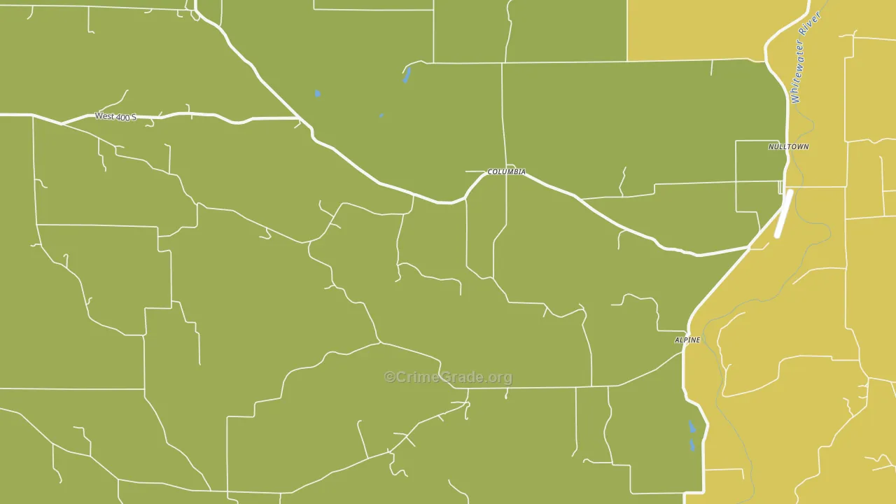 Columbia, IN Map of Theft Rates